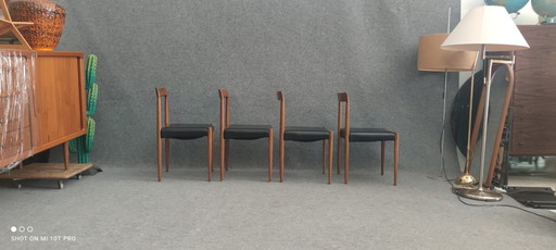 4× Danish chairs Mid - Century Modern Design Kitchen Chair Kitchen Chair Teak 60s Vintage Retro 60S