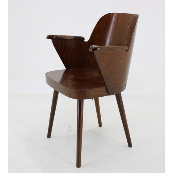 Image 1 of Vintage chairs in stained beech wood and plywood by Oswald Haerdtl for Ton, Czechoslovakia 1960