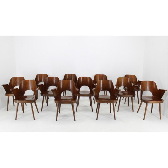 Image 1 of Vintage chairs in stained beech wood and plywood by Oswald Haerdtl for Ton, Czechoslovakia 1960