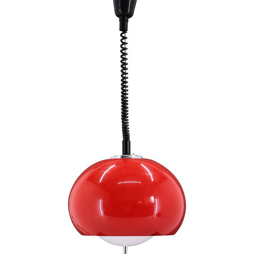 Vintage red pendant lamp by Harvey Guzzini for Meblo, Italy 1970s