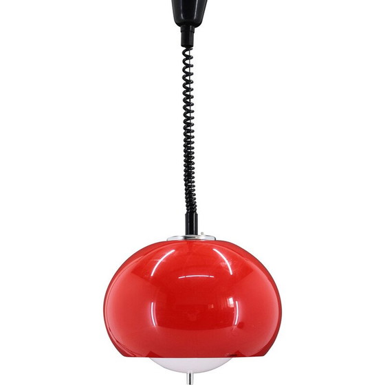 Image 1 of Vintage red pendant lamp by Harvey Guzzini for Meblo, Italy 1970s