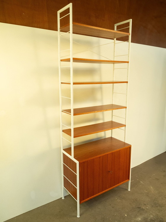 Image 1 of String shelf with cupboard module, teak, 1960s