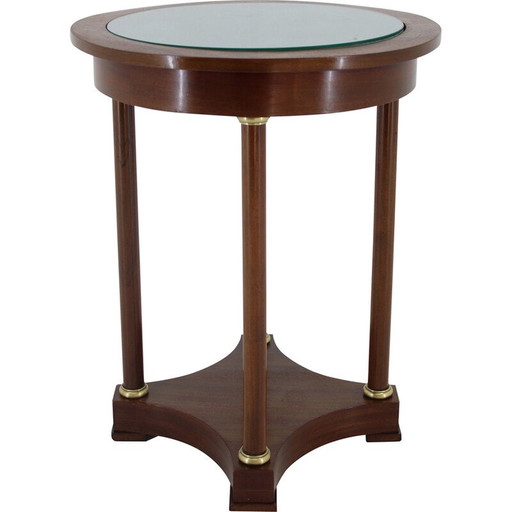 Vintage round mahogany side table, 1930