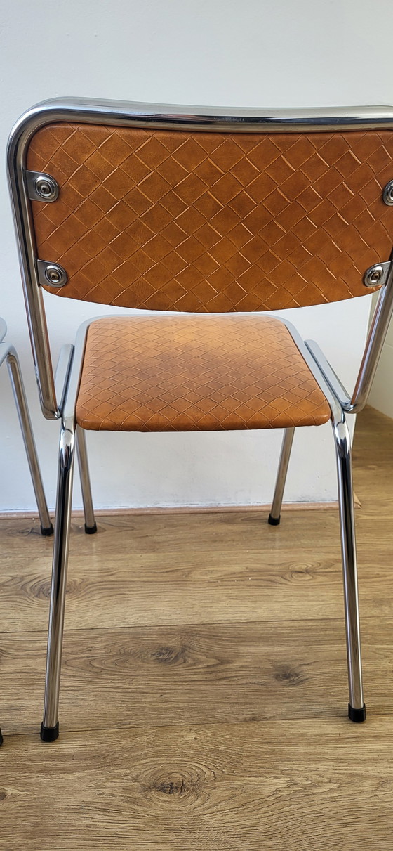 Image 1 of 2x Tavo mid century stoel - chroom cognac