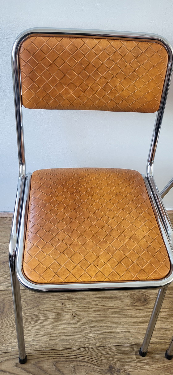 Image 1 of 2x Tavo mid century stoel - chroom cognac