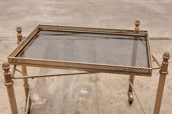 Image 1 of Trolley s three tables with smoke glass made in the 50s in France.