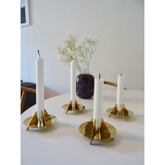 Image 1 of Set di 4 candelabri scultorei vintage n. 20 di Pierre Forsell per Skultuna, Svezia 1960