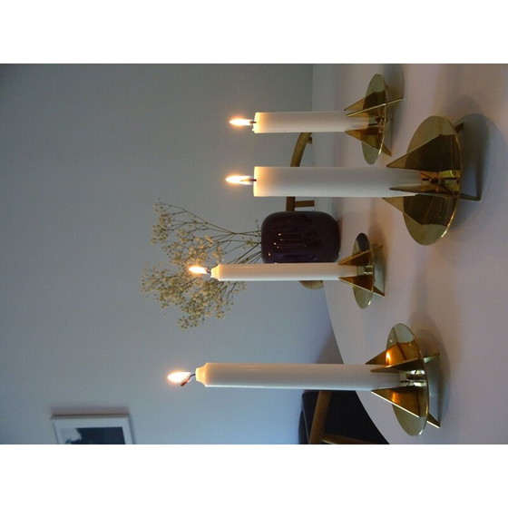 Image 1 of Set di 4 candelabri scultorei vintage n. 20 di Pierre Forsell per Skultuna, Svezia 1960