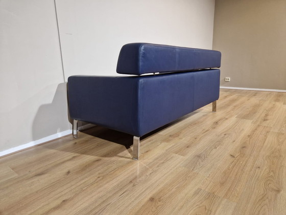 Image 1 of Artifort Lex 2 seater Sofa Blue Leather Design Patrick Noguert