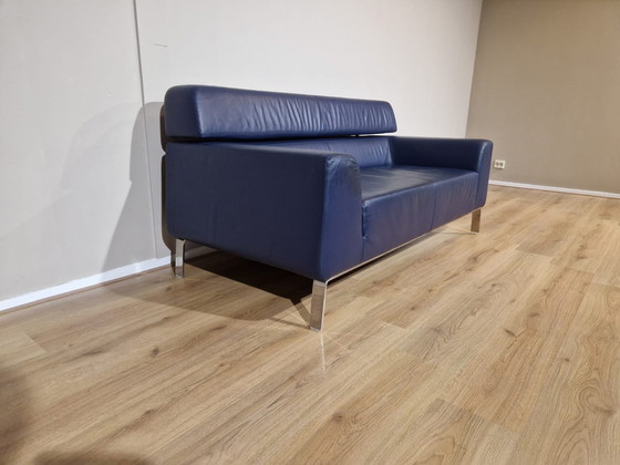 Image 1 of Artifort Lex 2 seater Sofa Blue Leather Design Patrick Noguert