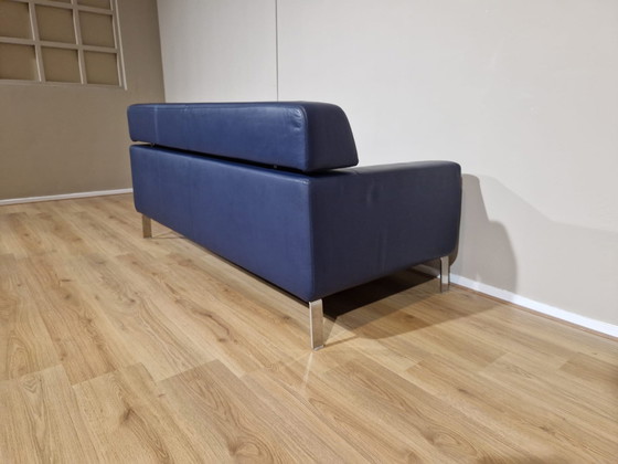 Image 1 of Artifort Lex 2 seater Sofa Blue Leather Design Patrick Noguert