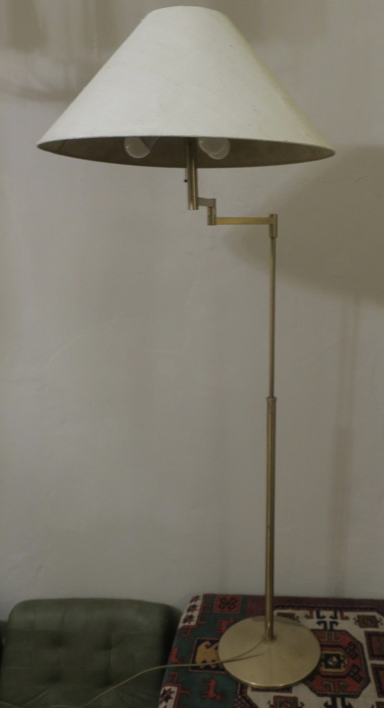 Image 1 of Walter Von Nessen Multi-Adjustable Swing-Arm Brass Floor Lamp