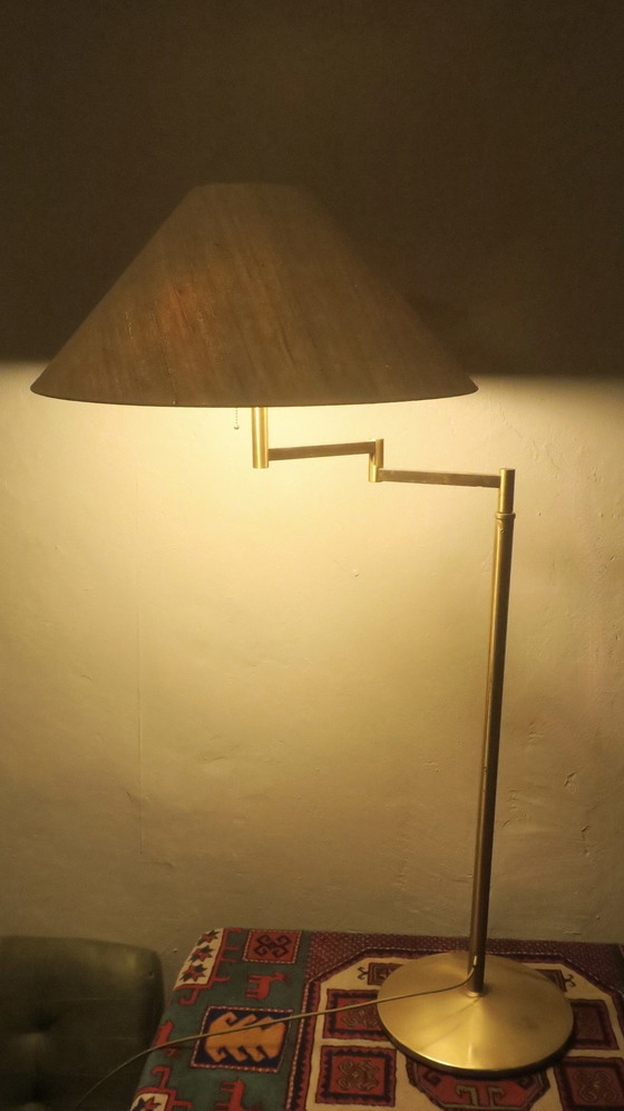 Image 1 of Walter Von Nessen Multi-Adjustable Swing-Arm Brass Floor Lamp