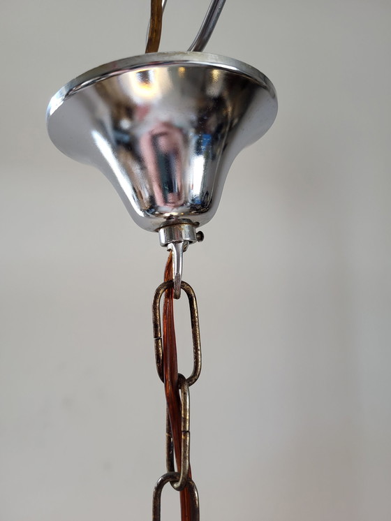 Image 1 of Lampe suspendue vintage en verre opalin