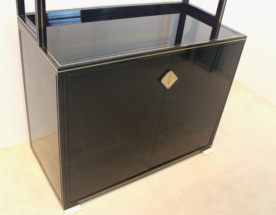 Image 1 of Pierre Vandel Paris Mobile francese laccato nero con espositore a ripiani