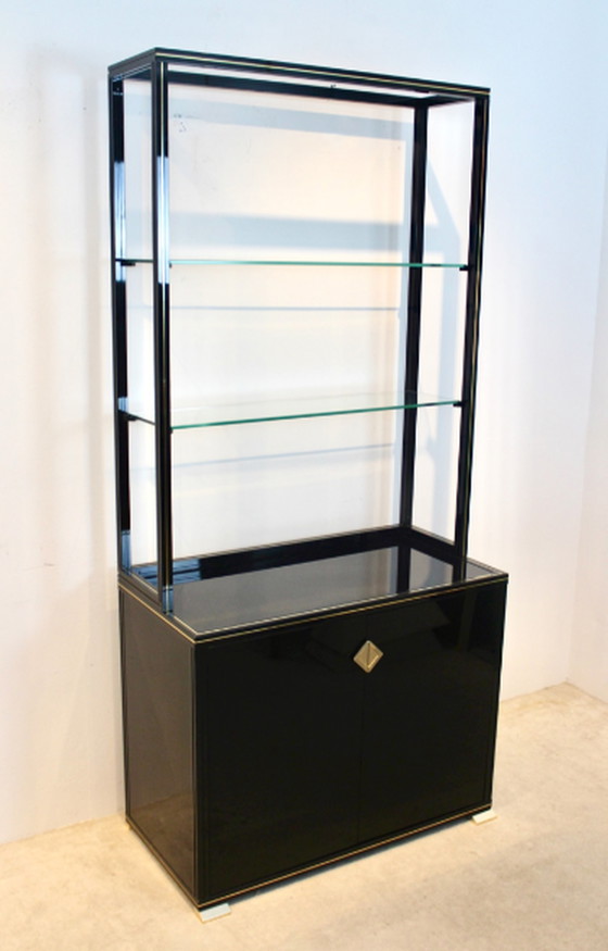 Image 1 of Pierre Vandel Paris Mobile francese laccato nero con espositore a ripiani
