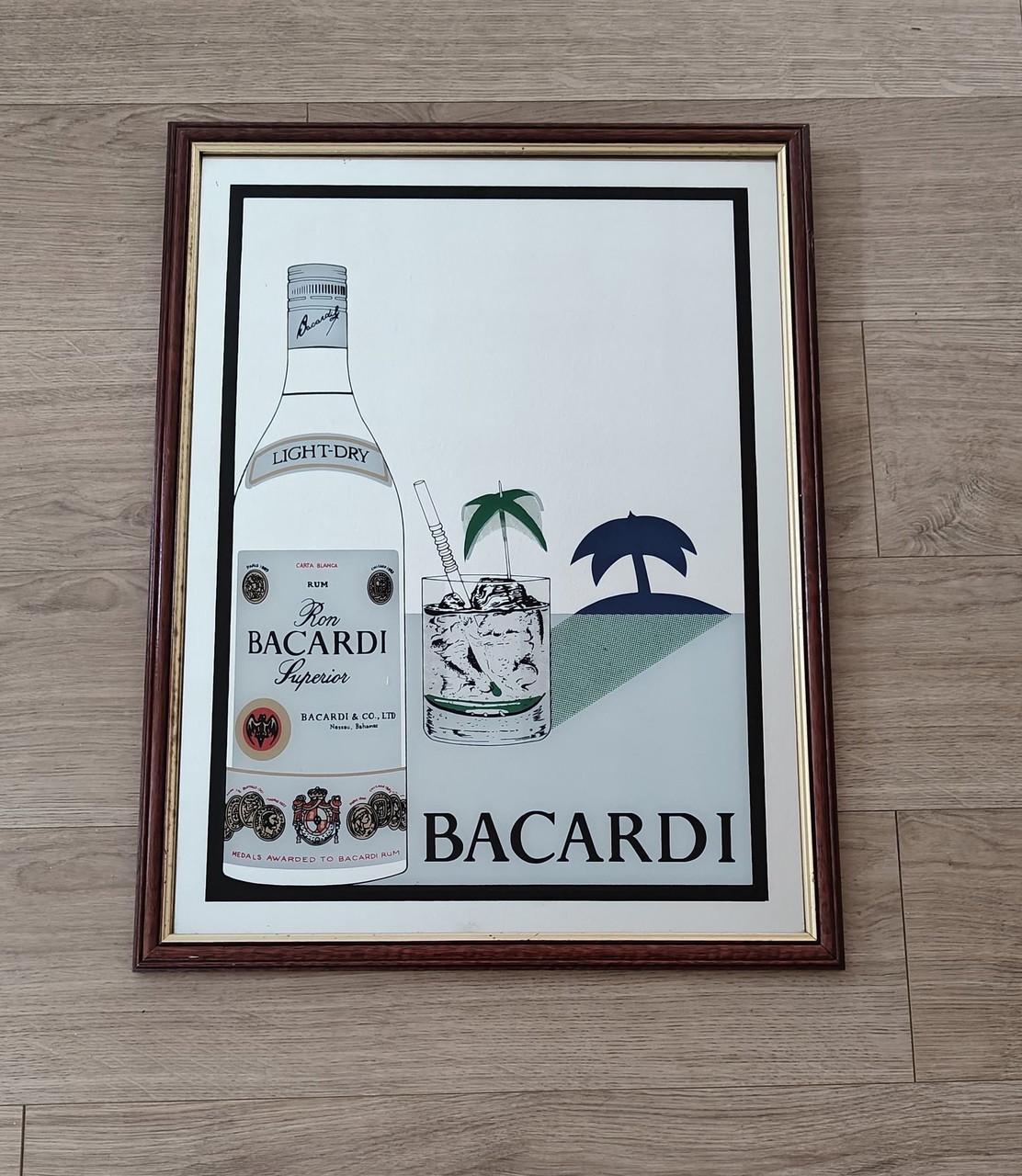 Vintage Bacardi Bar Mirror 80