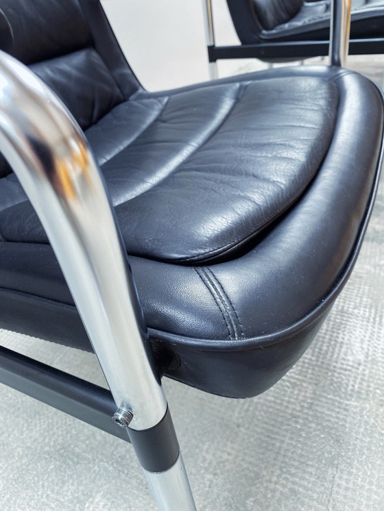 Image 1 of 4X Jorgen Kastholm For Kusch & Co. Conference Chairs Armchair Leather Black Chrome 1970Er