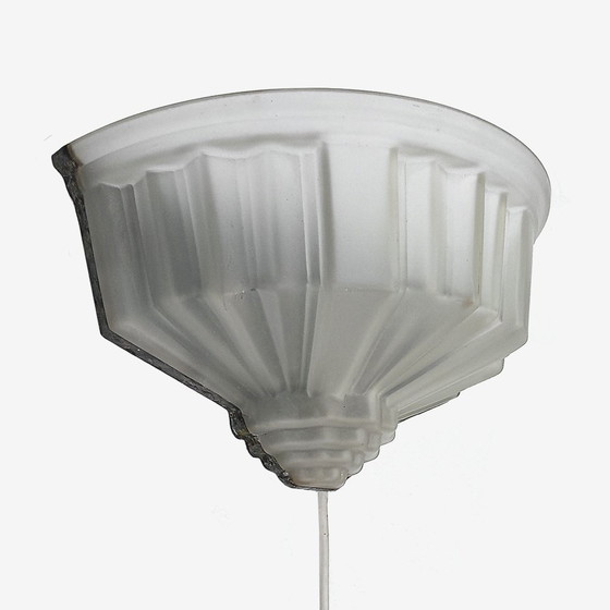 Image 1 of French Art Deco Frosted Glass Sconces, 1930s, Set of 2