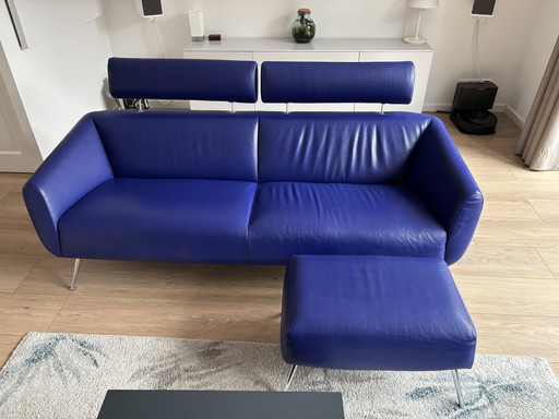 Leolux Marabeau Sofa With Footstool Senso Blue