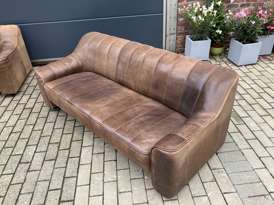 Image 1 of De Sede Ds44 3 places, 2 places, 1 place + pouf Cuir de buffle 5mm NECK