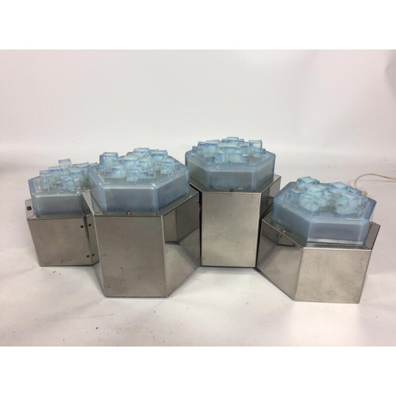 Image 1 of Lampada da parete vintage in vetro cromato