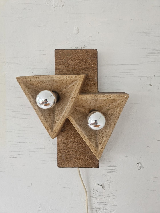 Image 1 of Brutalist wall lamp ceramic geometric