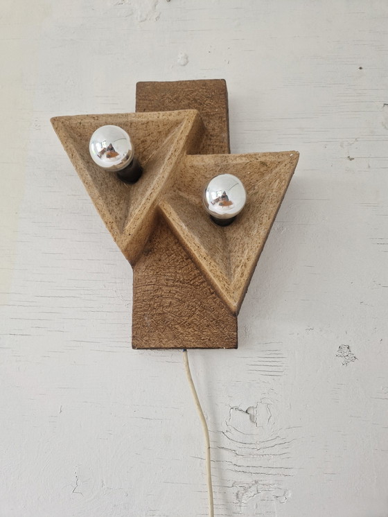 Image 1 of Brutalist wall lamp ceramic geometric