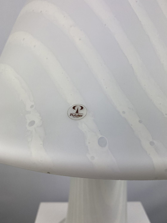 Image 1 of Lampada da tavolo Peill e Putzler in vetro zebrato bianco grande XL