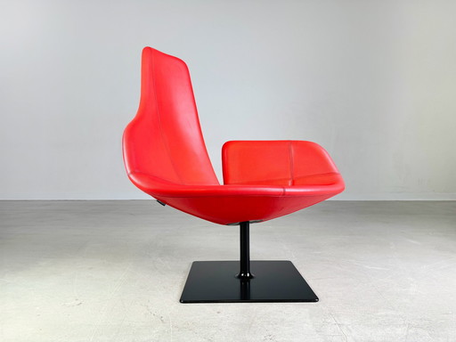 Original Moroso Armchair Leather Red Patricia Urquiola Swivel