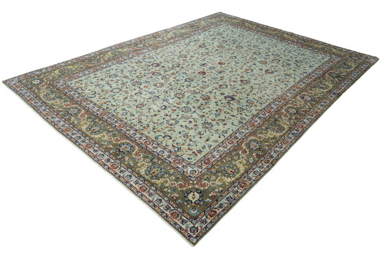 Image 1 of Hand-knotted Keshan 400 x 295 cm - Persian Carpet With Signature In Pistachio Green