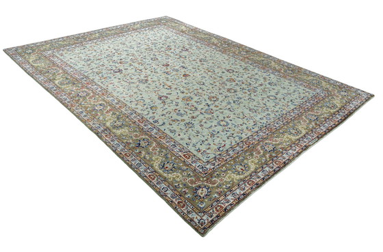 Image 1 of Hand-knotted Keshan 400 x 295 cm - Persian Carpet With Signature In Pistachio Green