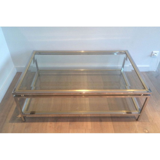 Image 1 of Vintage coffee table in chrome and brass balls with double top, France 1970