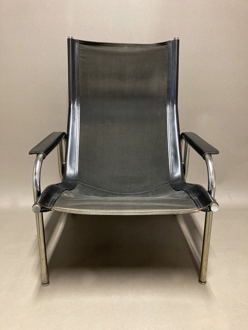 Black Leather Recliner Design "Hans Eichenberger" 1960