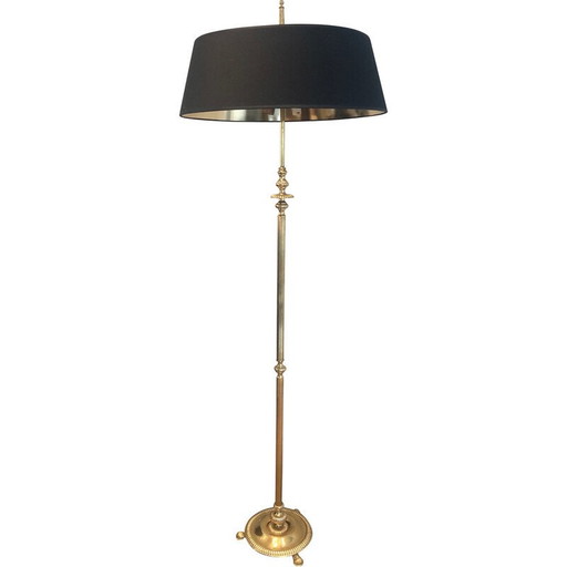 Neoclassical style brass floor lamp. French Work in the style of Maison Jansen. Circa 1940