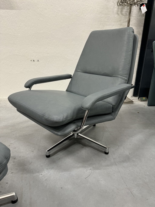 Gelderland 400 Armchair With Hocker Blue Leather