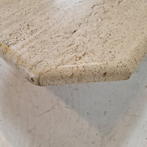 Italian vintage coffee table in travertine, 1980s