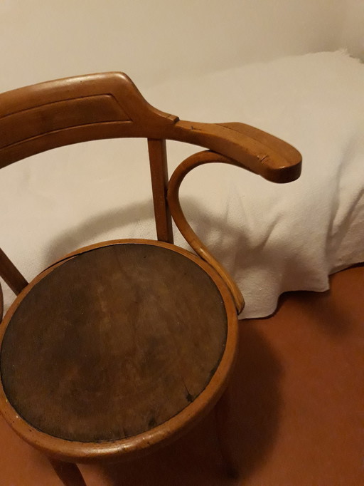 1 Chair With Armrest From Fischel, Curved Oak, Thonet Style, 1920-1930s