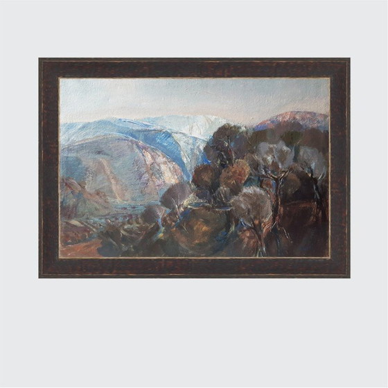 Image 1 of Vintage painting mountain landscape by Spartaco Zianna, Italy 1925s