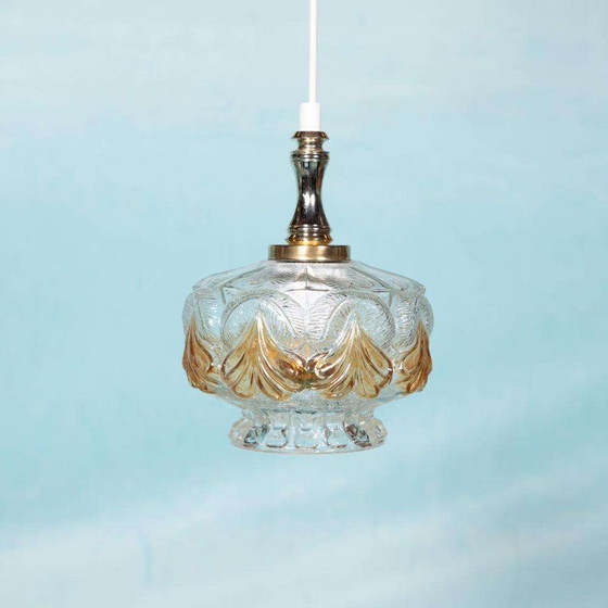 Image 1 of Glass sixties pendant lamp, vintage nordic glass pendant