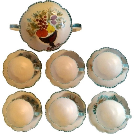 Cerenne Vallauris vintage tea set with bowl, 1950