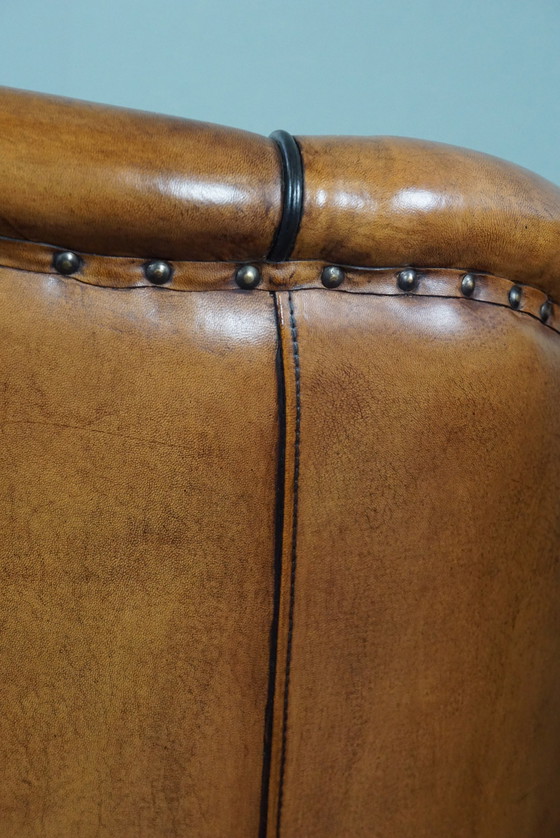 Image 1 of New set of two sheep leather armchairs with black piping