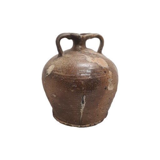 Antique French Stoneware Oil Jar, Late 19th Century