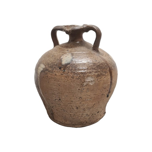 Antique French Stoneware Oil Jar, Late 19th Century