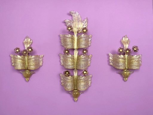 3x Barovier & Toso Sconces