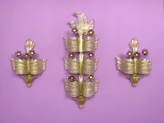 Image 1 of 3x Barovier & Toso Sconces