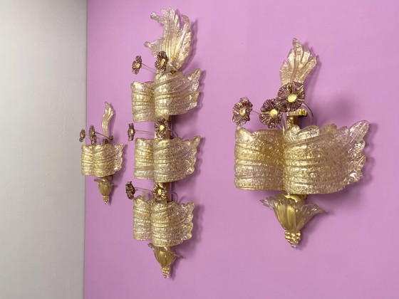 Image 1 of 3x Barovier & Toso Sconces