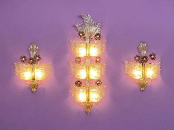 Image 1 of 3x Barovier & Toso Sconces