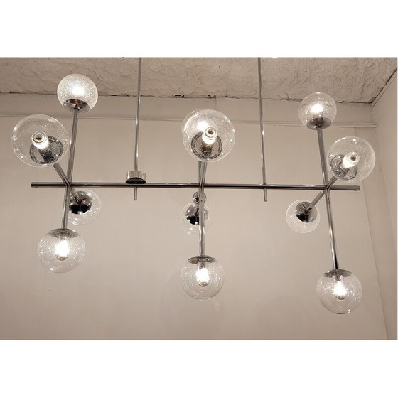 Image 1 of Vintage chandelier in chrome metal and glass for Studio Kinkeldey, Germany 1960
