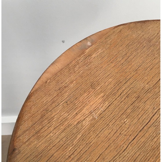 Image 1 of Sgabello industriale vintage in acciaio e legno, altezza regolabile, anni '90